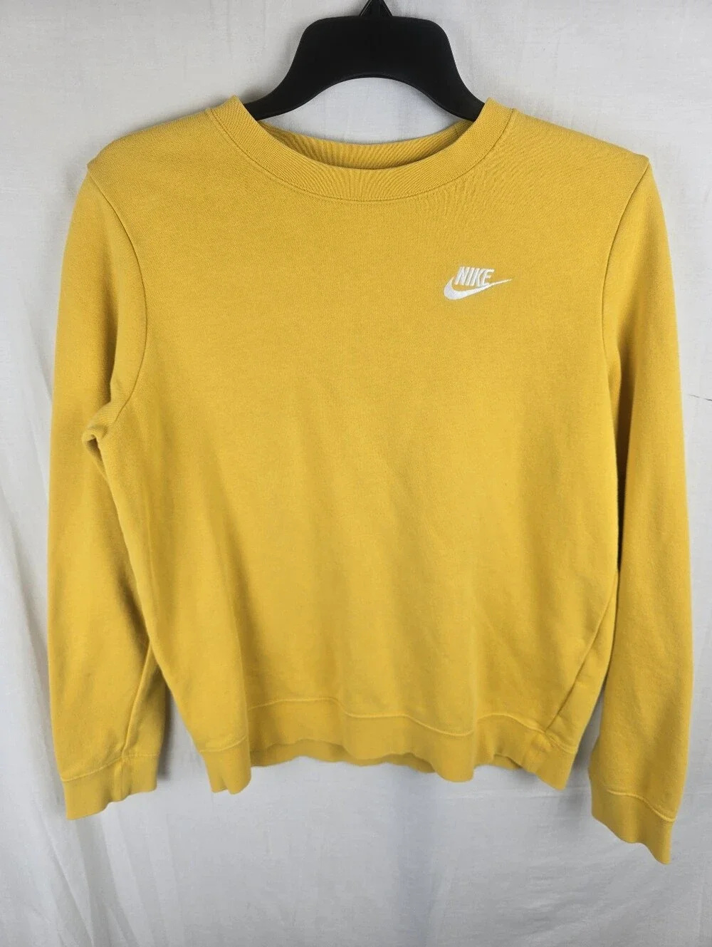 Nike Women's Mustard Yellow Cotton Blend Crewneck Long Sleeve Sweatshirt Sz S